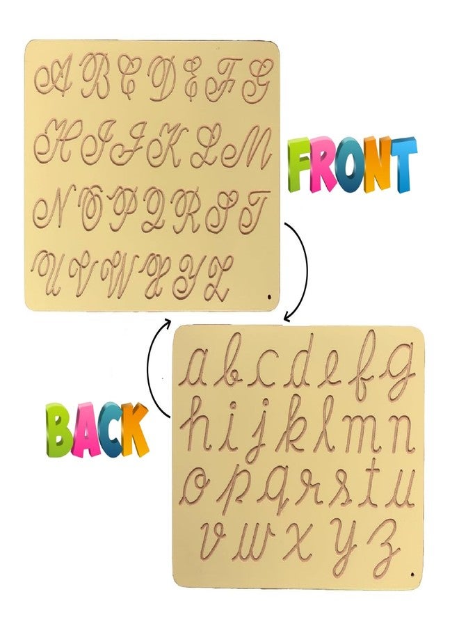 RCW Wooden Reversible Writing Alphabet Capital & Small Cursive Tracing Boards Slate with Dummy Pencil Learning Board Games Puzzles Toys for Kids Boys Girls Children Age 1-4 Years - Image 2